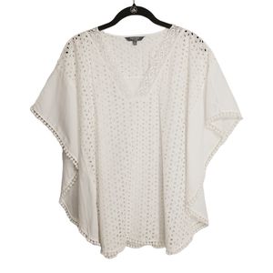 PETER SOM FOR DESIGN NATION White Eyelet Lace Batwing Sleeves Top Small